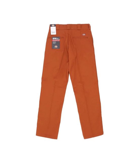 Dickies Orange Straight Trousers for men