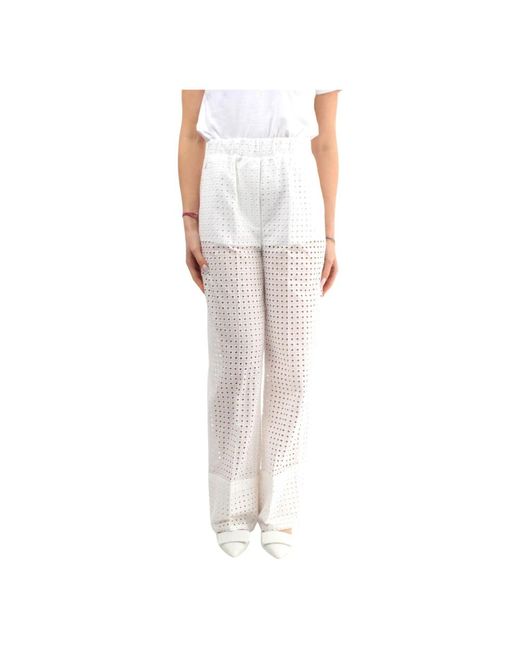 Pantalones de algodón bordados Jijil de color White