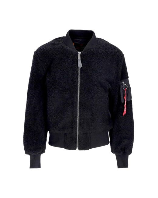 Alpha Industries Jassen ,Zwart ,Polyester Sherpa Teddy Zwart Jack Mannen in het Blue voor heren
