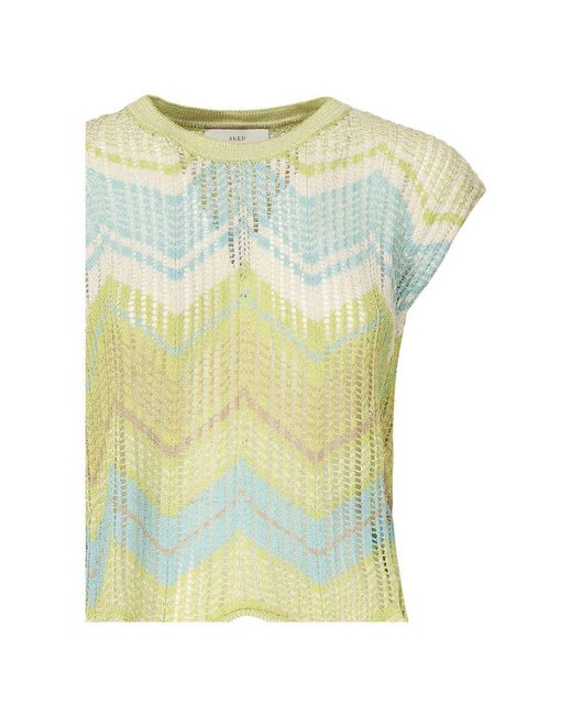 Akep Green Baumwoll Ärmellose Pullover Limette Multi