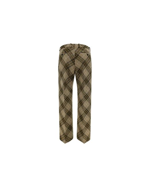 Burberry Broeken ,Veelkleurig ,Wol Wollen Broek Met Ruitpatroon En Plooi in het Green voor heren