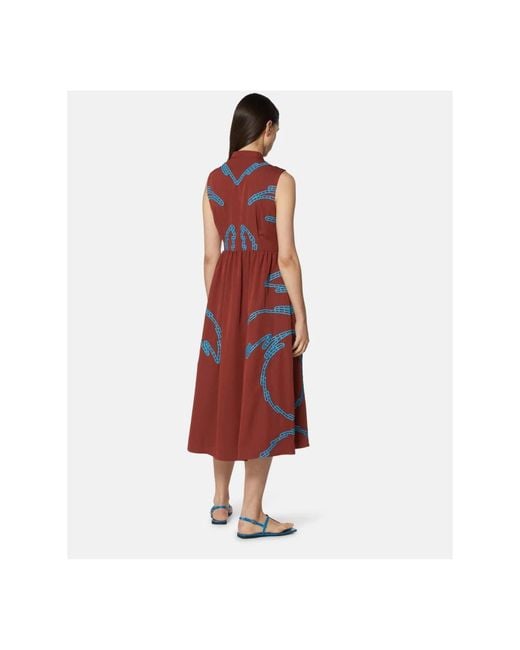 Silvian Heach Red Midi-Kleid Mit Bestickten Motiven
