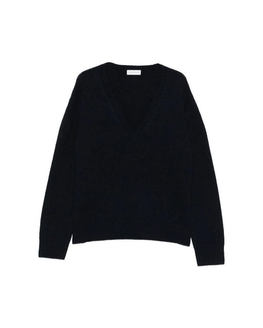 Dries Van Noten Blauwe V-Hals Trui in het Black voor heren