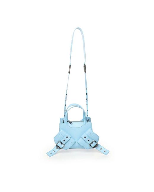 BIASIA Blue Blau leder schultertasche mit fransen