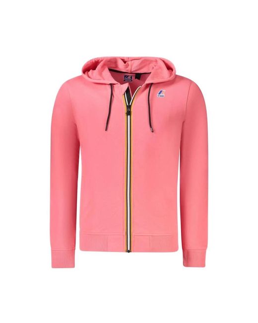 K-Way Rosa baumwollpullover mit reißverschlusskapuze in Pink für Herren