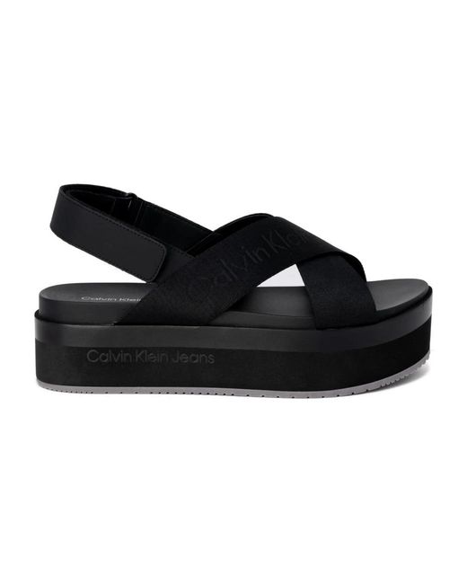Calvin Klein Black Flat Sandals