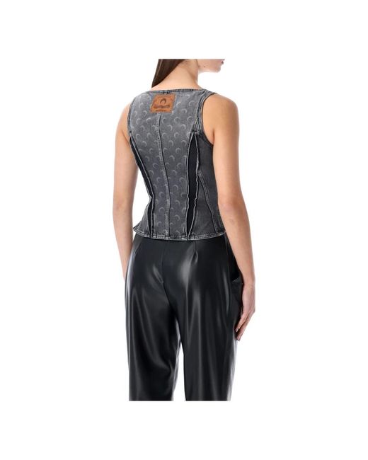 MARINE SERRE Black Sleeveless Tops