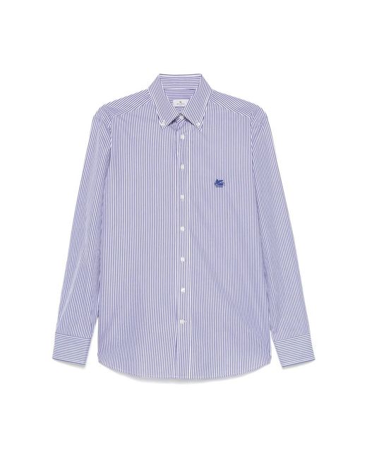 Etro Gestreiftes Button-Down-Hemd in Purple für Herren