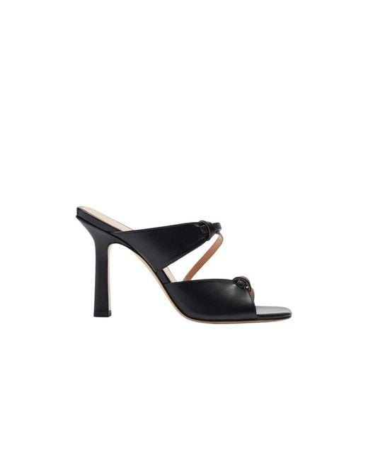 Scarosso Black Heeled Mules