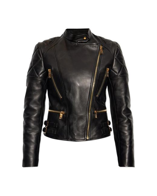 Leather Jackets Versace en coloris Black
