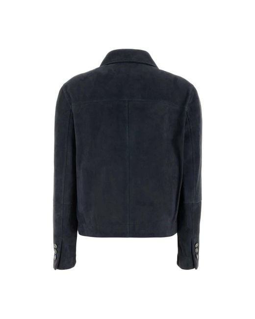 Brunello Cucinelli Blue Leather Jackets