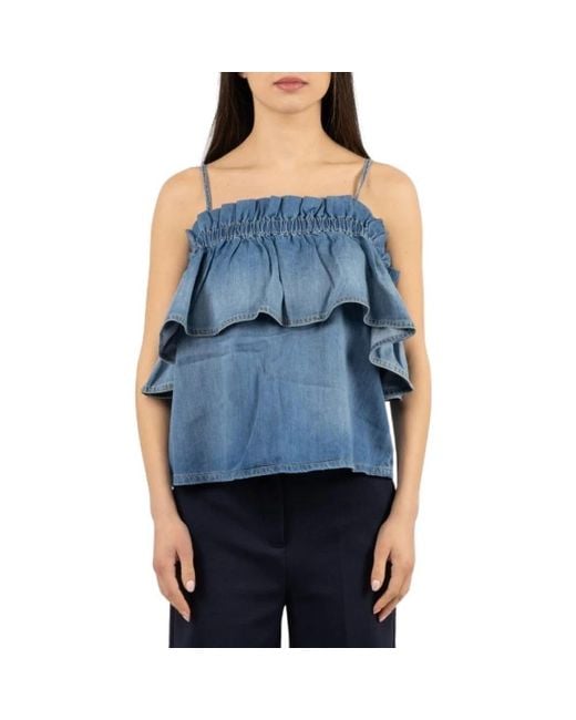 Pinko Blue Sleeveless Tops