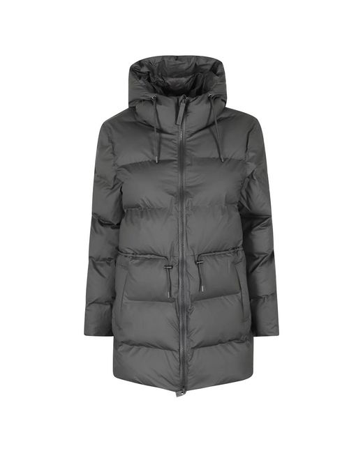 Rains Jassen ,Zwart ,Polyester Steen Gewatteerde Puffer Parka in het Gray