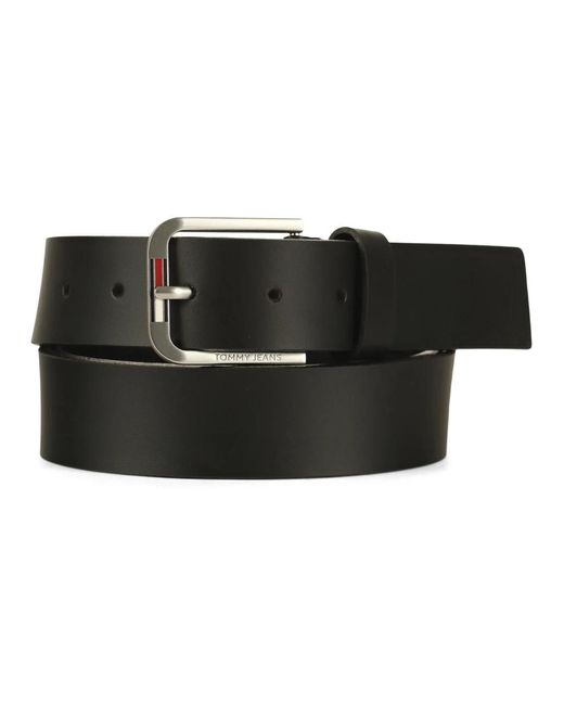 Cintura in pelle con fibbia metallica di Tommy Hilfiger in Black da Uomo