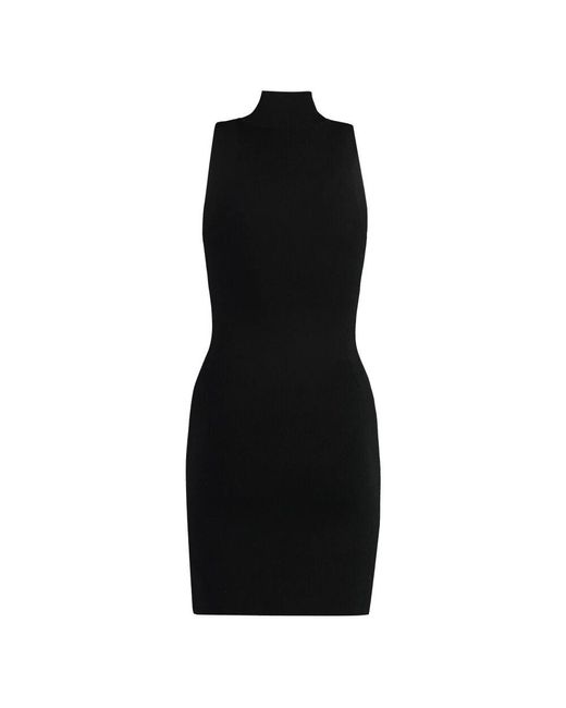 DIESEL Black Gestricktes rollkragenkleid mit metall detail