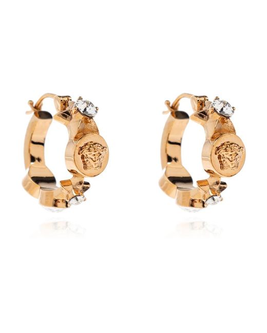 Versace Oorbellen Met Glinsterende Kristallen in het Metallic