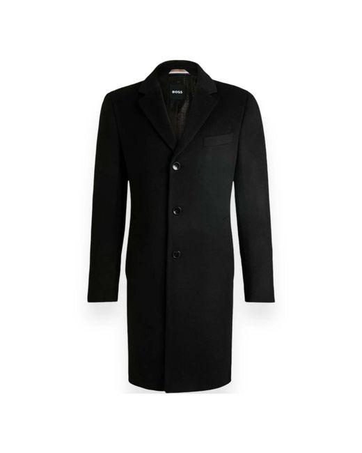 HUGO Black Single-Breasted Coats for men