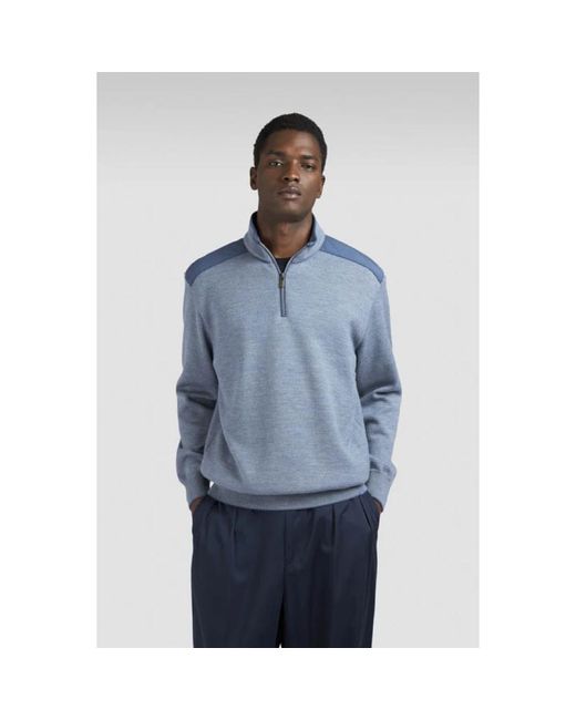 Paul & Shark Luxe Wol Half Zip Sweater in het Blue voor heren