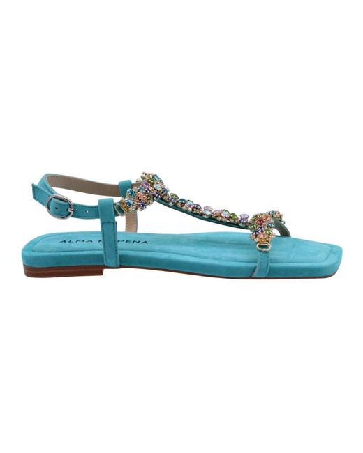 Alma En Pena. Blue Flat Sandals
