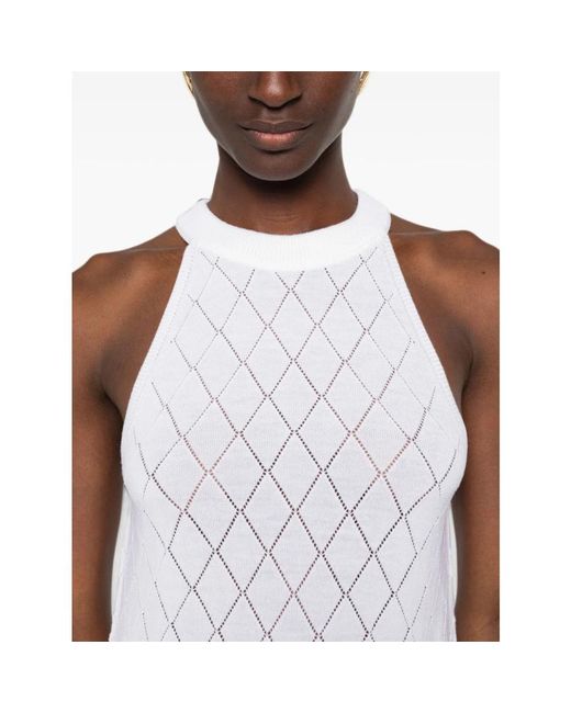 Balmain White Sleeveless Tops