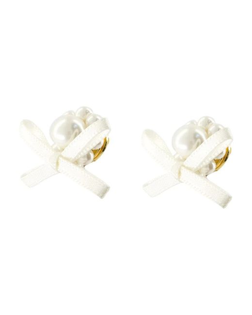 Simone Rocha Accessoires ,Wit ,Daisy Resin Oorbellen in het Metallic