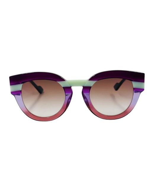 Face A Face Accessoires ,Veelkleurig ,Kleurrijke Gestreepte Handgemaakte Zonnebril in het Brown