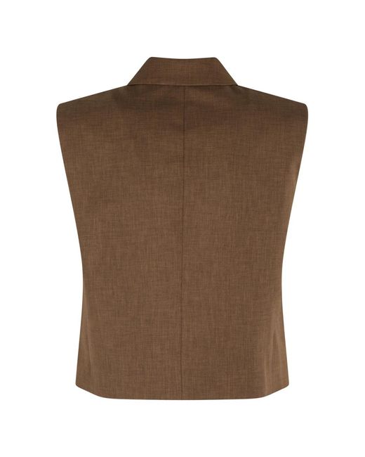 Theory Bronzen Twill Vest Met Dubbele Rij Knopen in het Brown
