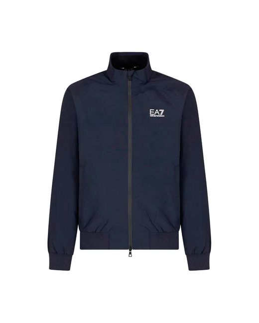EA7 Jassen ,Blauw ,Nylon Blauwe Nylon Bomberjack Met Logodetail in het Blue voor heren