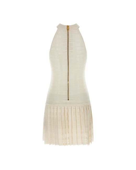 Balmain Natural Knitted Dresses