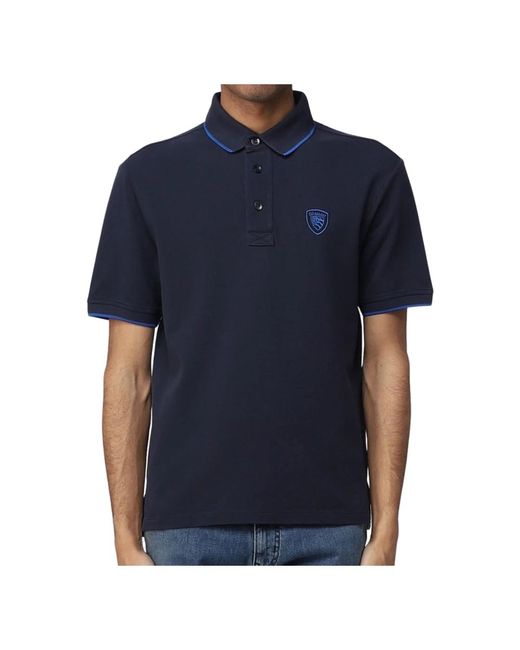 Blauer Tops ,Blauw ,Katoen Blauw Katoenen Poloshirt Met Logoschild in het Blue voor heren