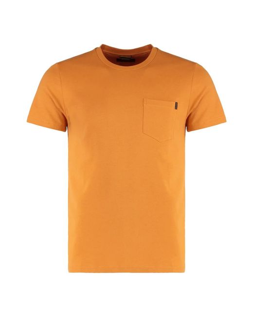 Moorer Tops ,Oranje ,Katoen Katoenen T-Shirt Met Voorzak in het Orange voor heren