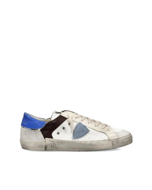 Philippe Model Weiße Leder- Und Stoffschuhe in Blue für Herren