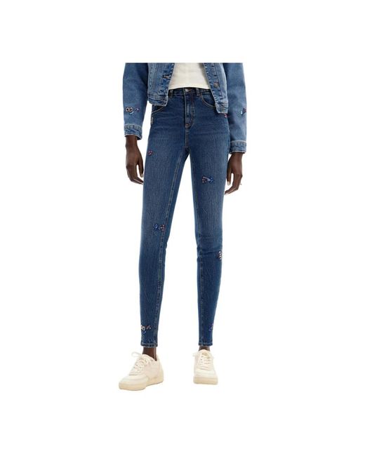 Desigual Blue Blaue pailletten-jeans