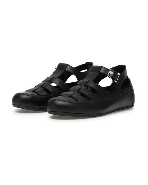 Candice Cooper Black Flat Sandals
