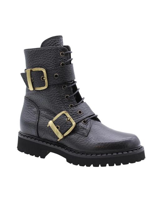 Laura Bellariva Black Lace-Up Boots