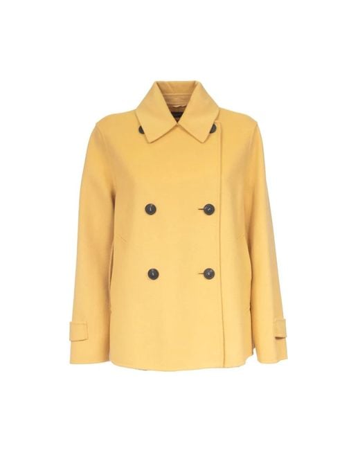 Weekend by Maxmara Yellow Double-Breasted Coats