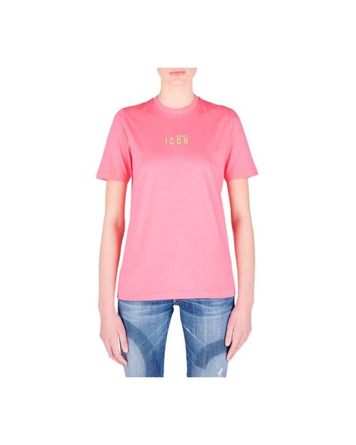 DSquared² Tops ,Roze ,Logo T-Shirt in het Red