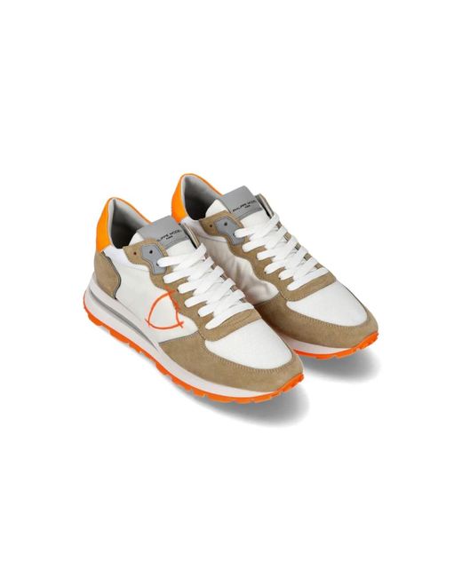 Philippe Model Neon orange high top sneaker in Metallic für Herren