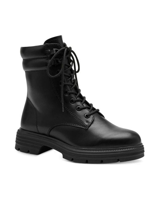 Tamaris Black Lace-Up Boots
