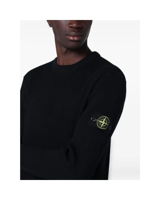 Stone Island Blue Round-Neck Knitwear for men