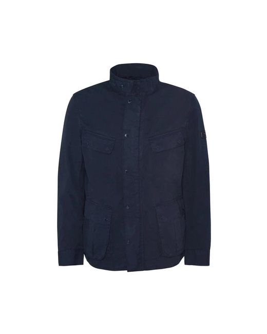 Barbour Jassen ,Blauw ,Katoen Blauwe Katoenen Jas Met Rits En Knopen in het Blue voor heren
