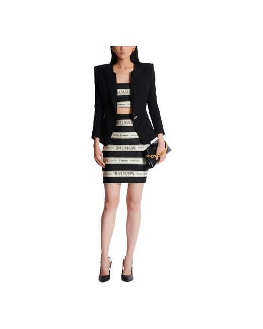Balmain Rokken ,Zwart ,Korte Jacquardrok Met Lintmotief in het Black