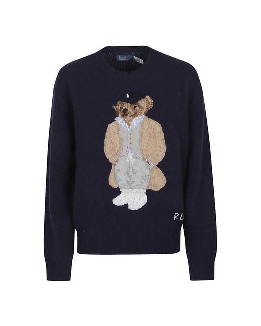 Round-Neck Knitwear Polo Ralph Lauren en coloris Blue