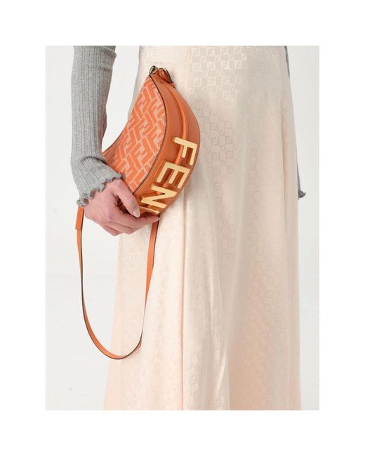 Fendi Orangefarbene Mini Tasche Im Halbmond-Design