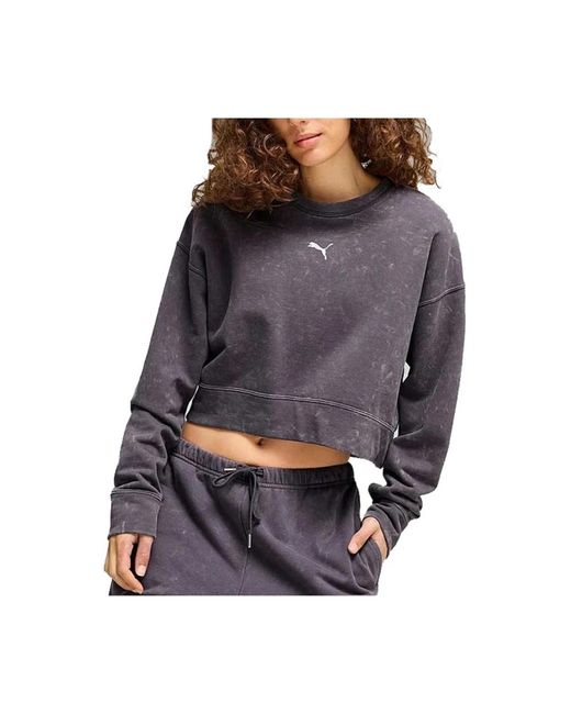 PUMA Hoodies & Sweatvesten ,Grijs ,Relaxed Gewassen Sweaters in het Purple
