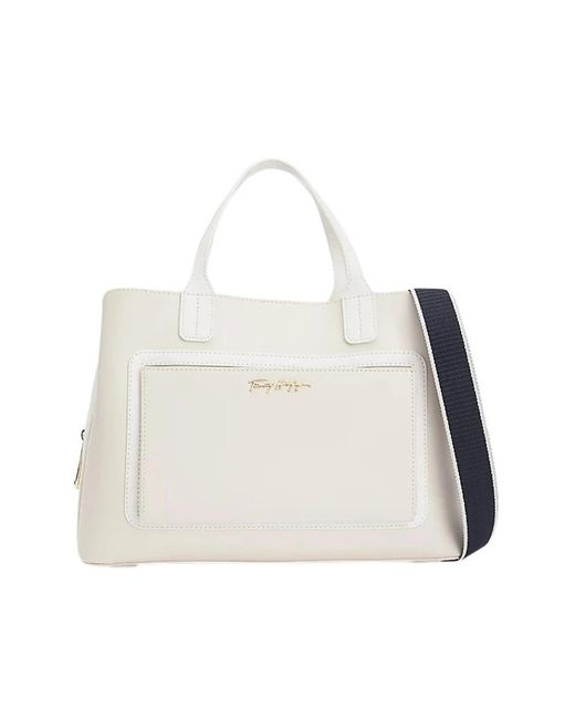 Tommy Hilfiger White Iconic tommy satchel af4 maße: 36x18x26cm