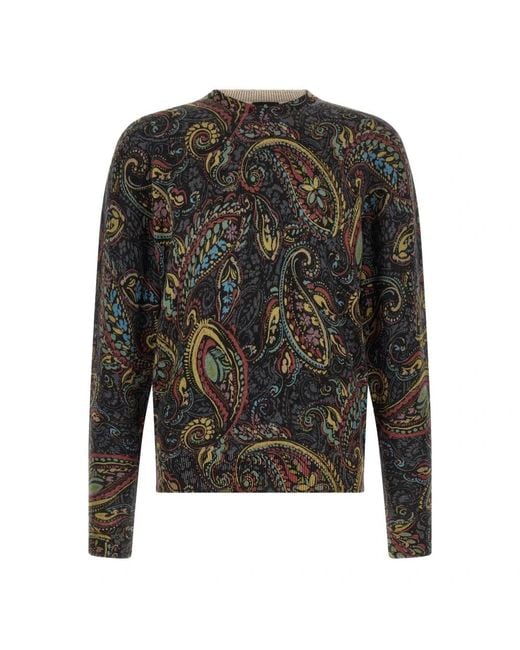 Etro Gray Round-Neck Knitwear for men