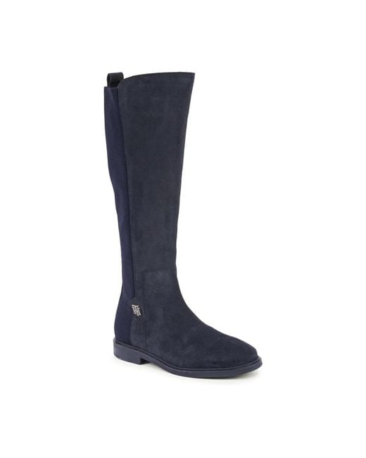 Tommy Hilfiger Blue Blaue Wildleder High Ankle Boots