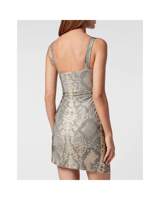 Philipp Plein Kleedjes ,Polyester Mini Jurk in het Gray