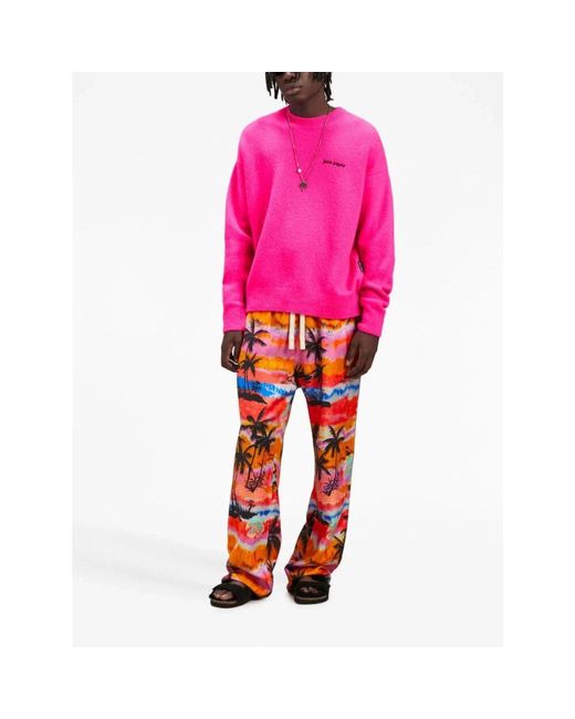 Round-Neck Knitwear Palm Angels de hombre de color Pink
